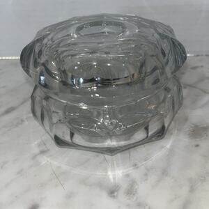 Antique Vintage Heisey Starburst Glass Hair Receiver 5” Diameter, 3” Tall ￼